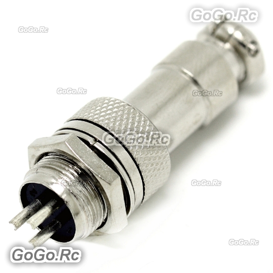 3 Pin Metal Male Female Panel Connector 16mm GX16-3P Silver Aviation Plug - 2