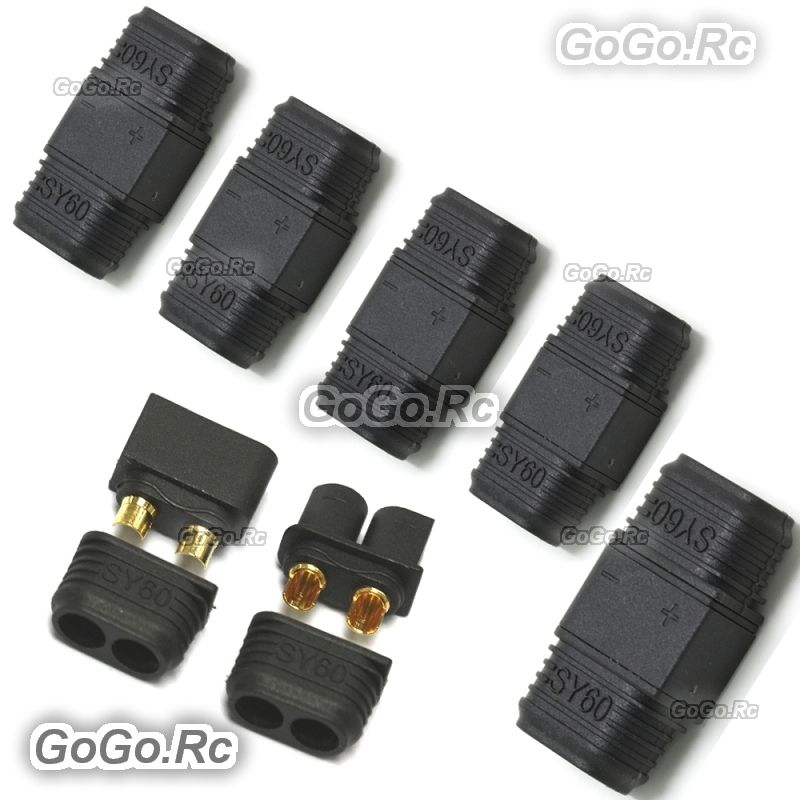 5 Pair Male Female XT60 Upgrade Bullet Connector Plug For Lipo Battery Black